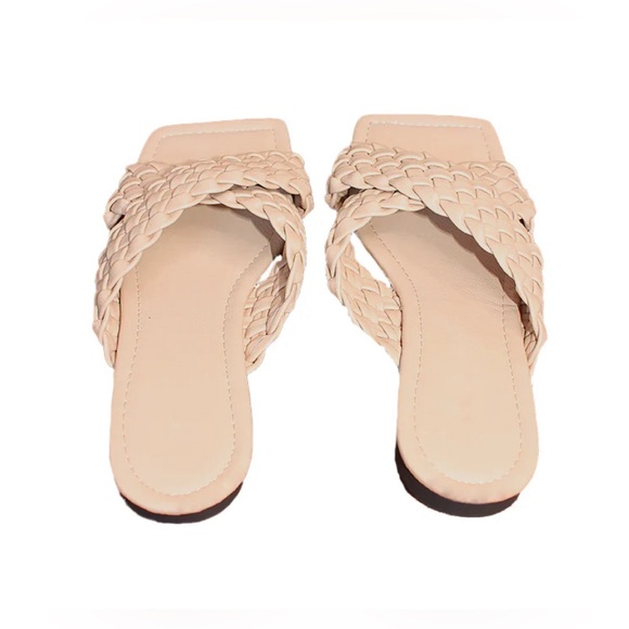 Tan Square toe braided sandal. - Picture 3 of 3